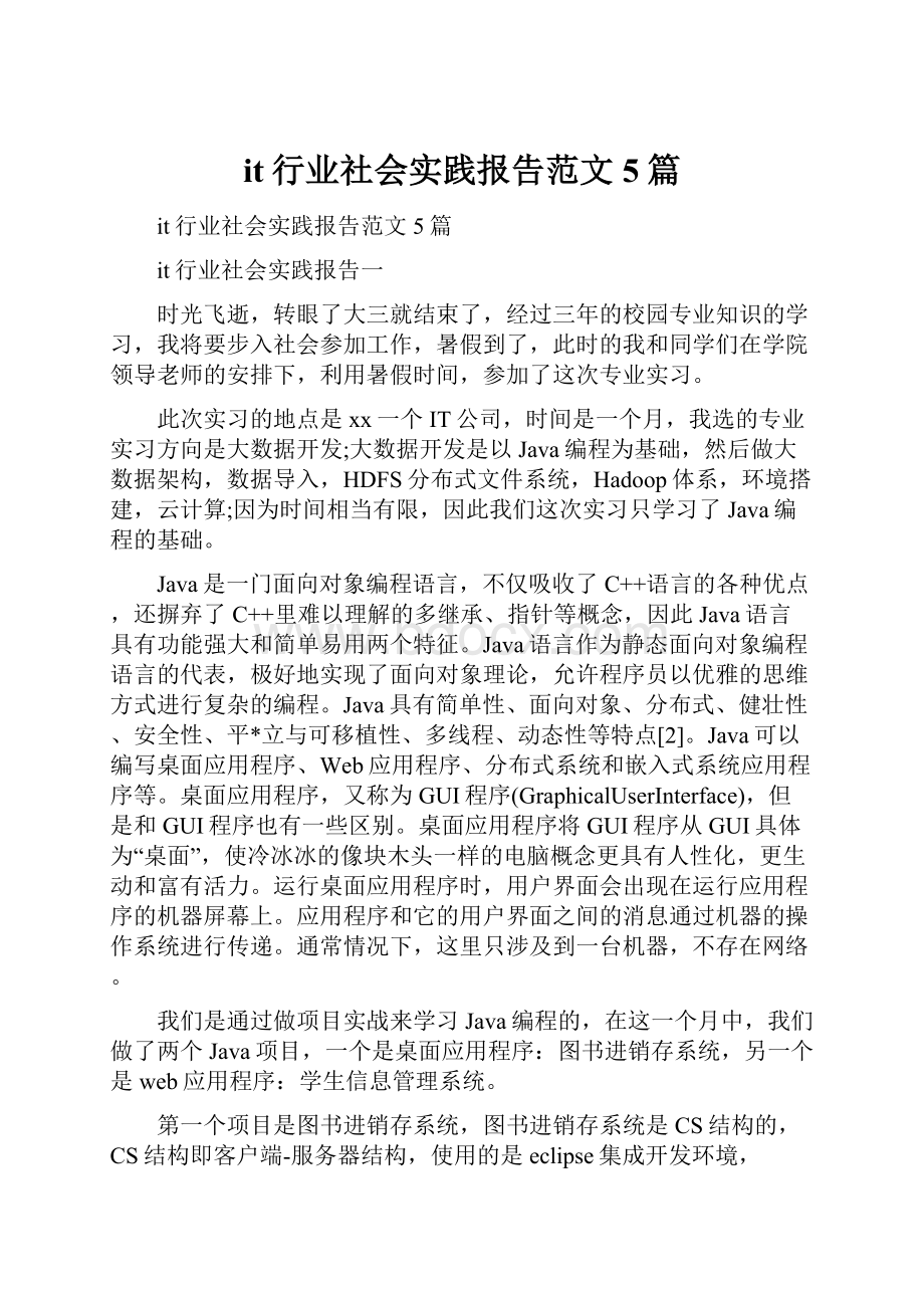 it行业社会实践报告范文5篇.docx