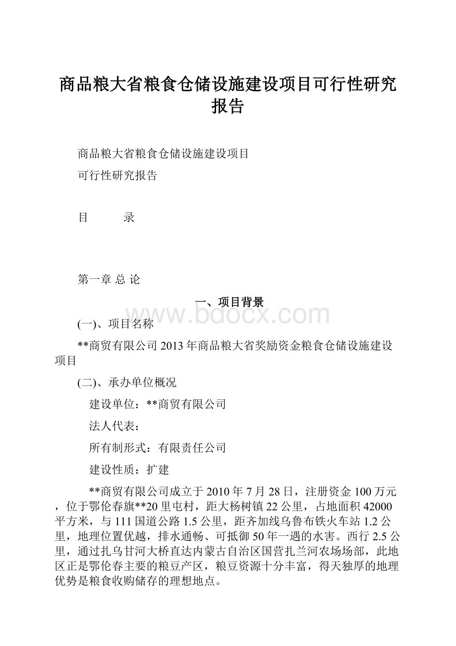 商品粮大省粮食仓储设施建设项目可行性研究报告.docx