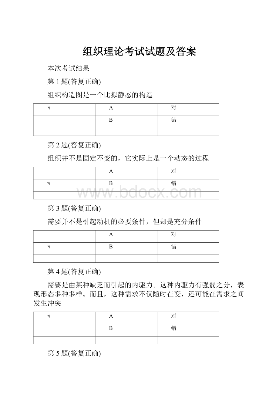 组织理论考试试题及答案.docx_第1页