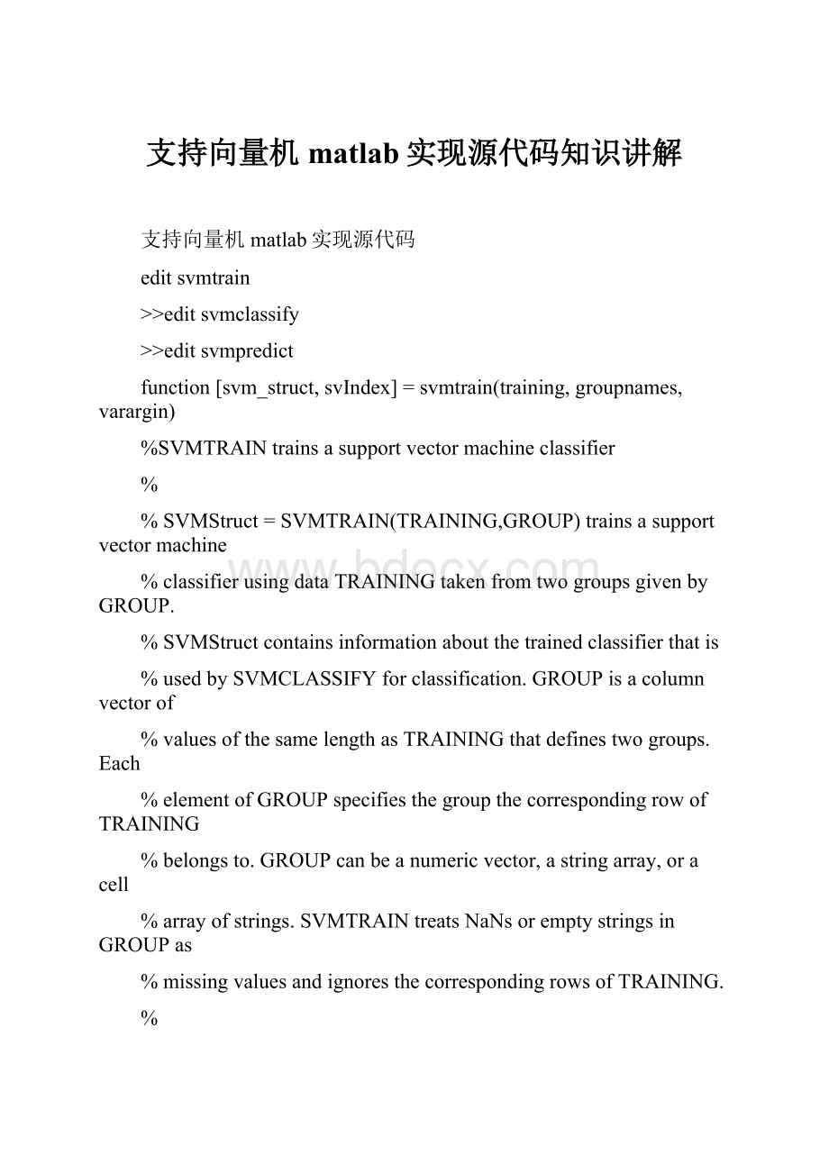 支持向量机matlab实现源代码知识讲解.docx