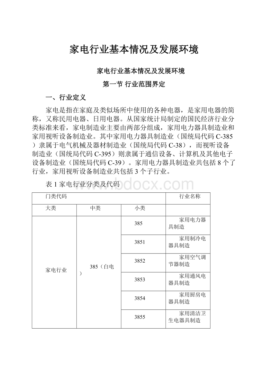 家电行业基本情况及发展环境.docx