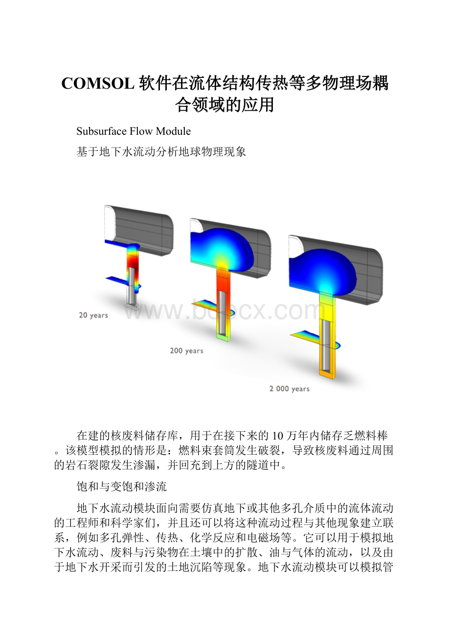 COMSOL软件在流体结构传热等多物理场耦合领域的应用.docx_第1页