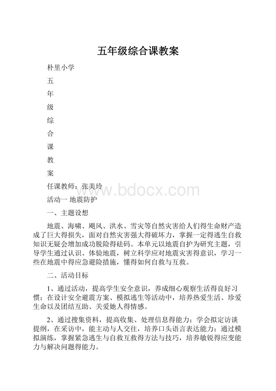 五年级综合课教案.docx_第1页