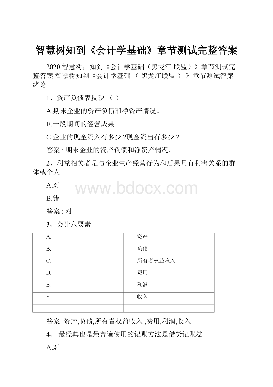 智慧树知到《会计学基础》章节测试完整答案.docx_第1页