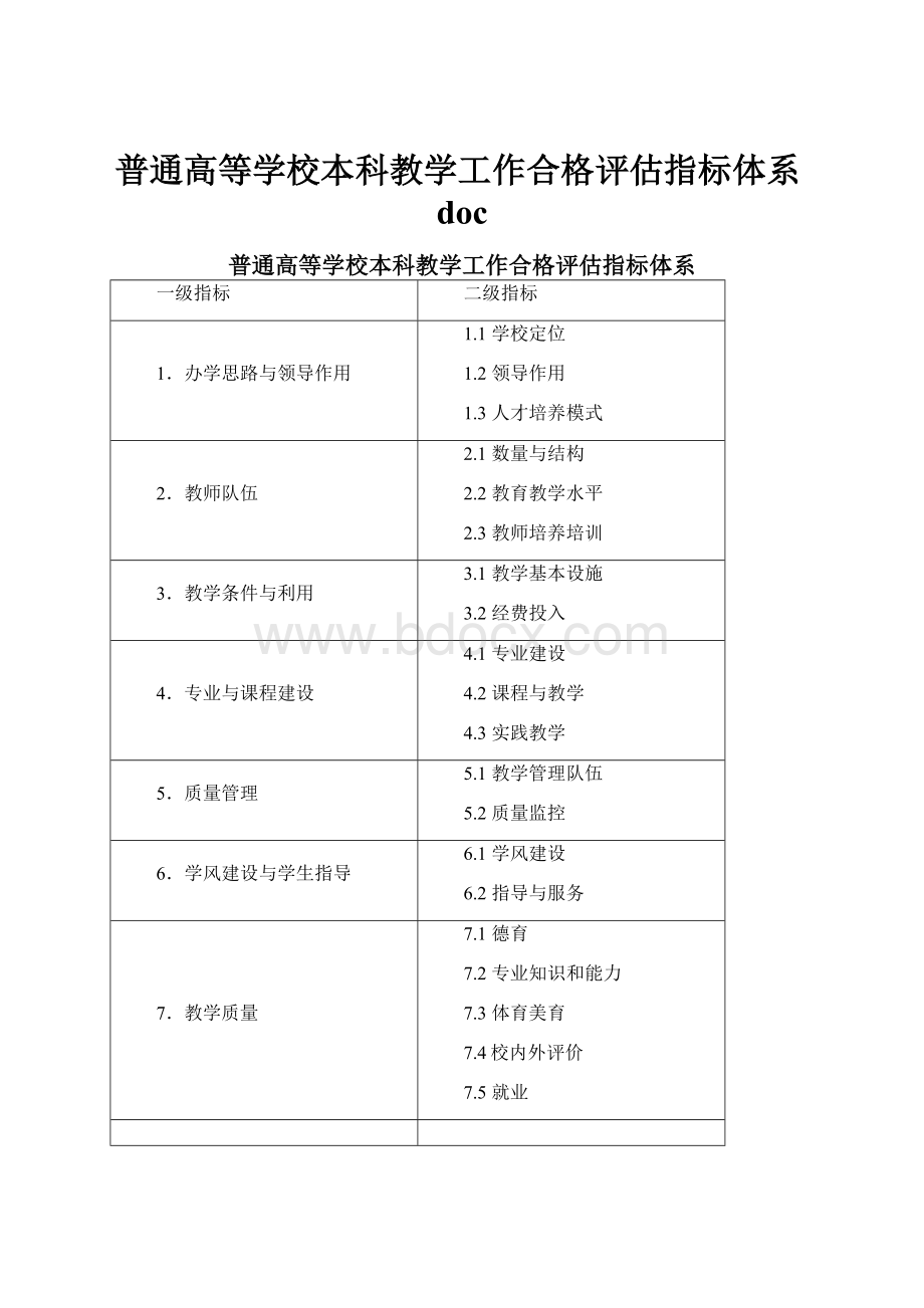 普通高等学校本科教学工作合格评估指标体系doc.docx