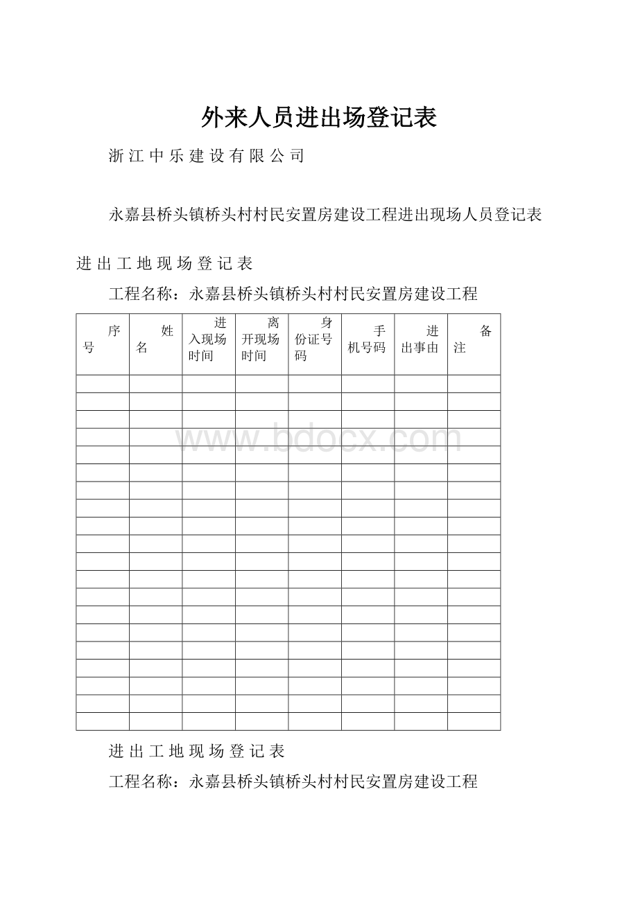 外来人员进出场登记表.docx_第1页