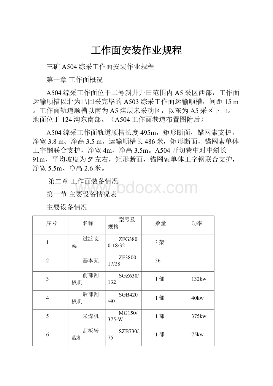 工作面安装作业规程.docx