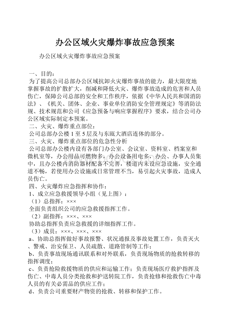 办公区域火灾爆炸事故应急预案.docx