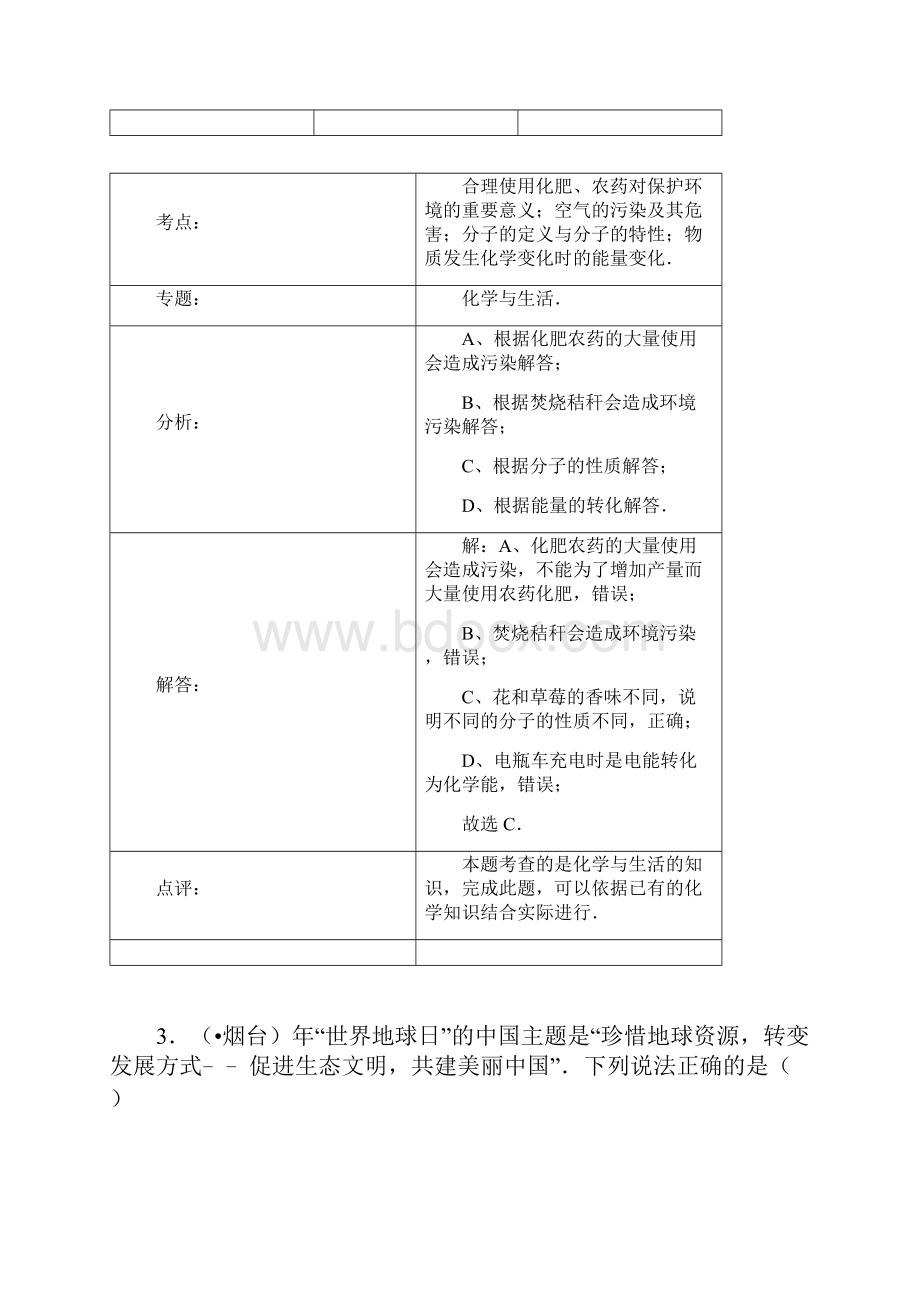 中考化学真题分类汇编化学与环境.docx_第3页