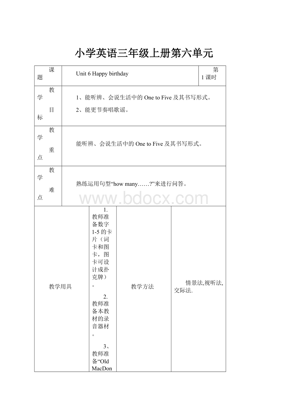 小学英语三年级上册第六单元.docx