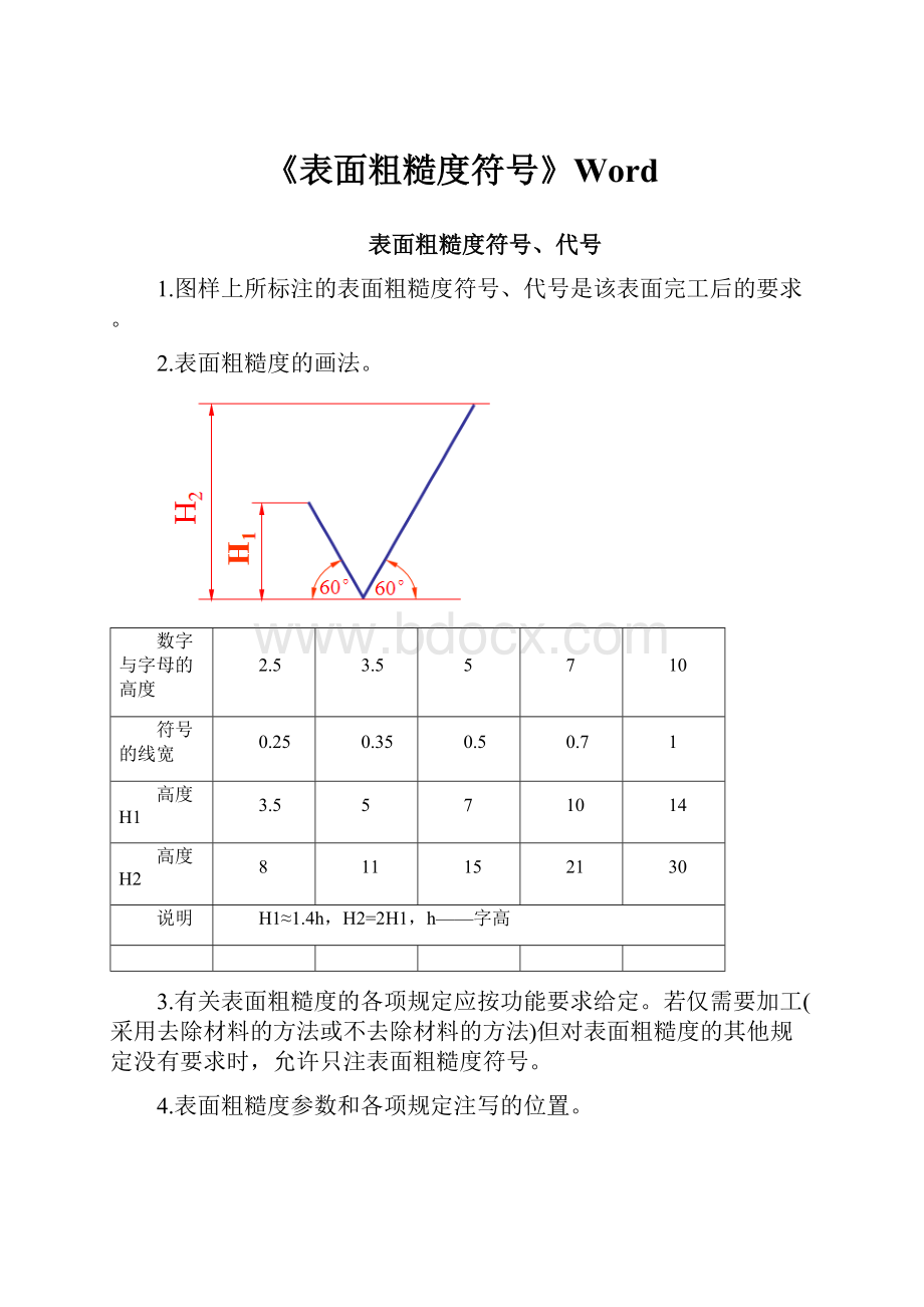 《表面粗糙度符号》Word.docx