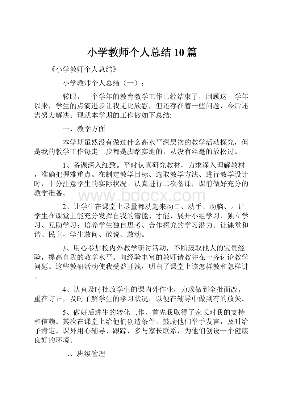 小学教师个人总结10篇.docx