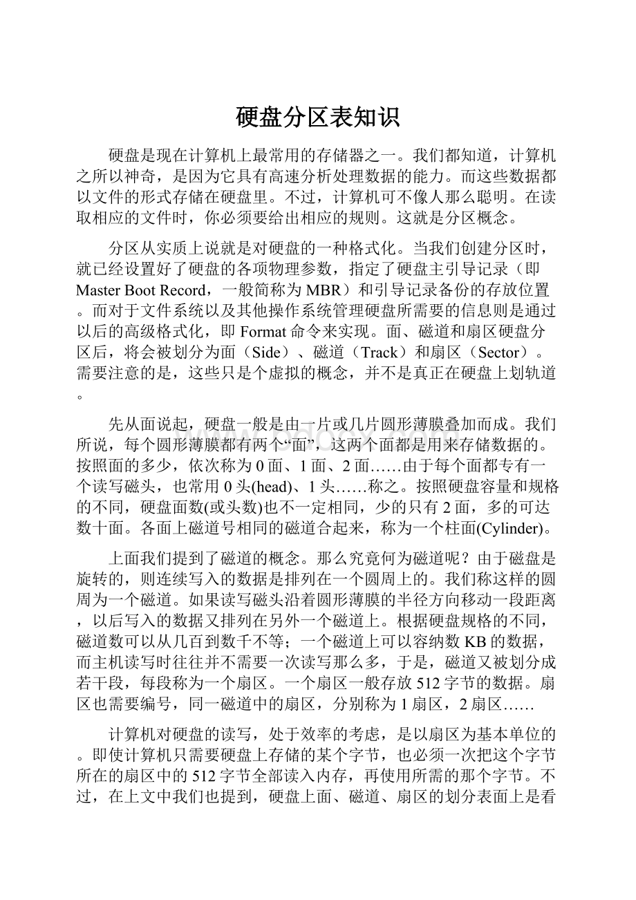 硬盘分区表知识.docx