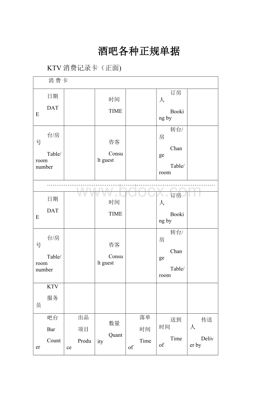 酒吧各种正规单据.docx_第1页