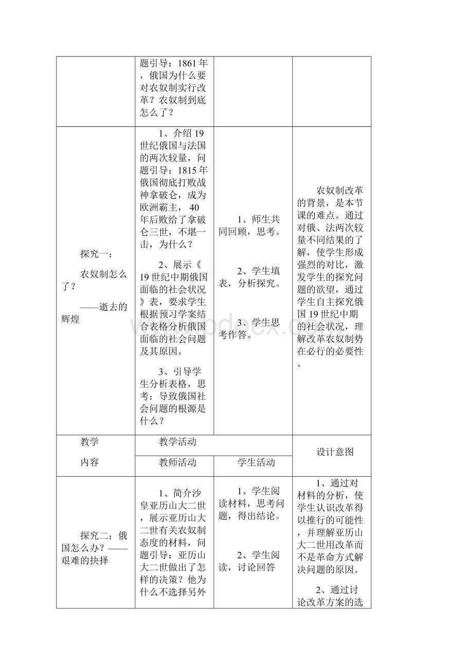 人教版选修一《历史上重大改革回眸》第七单元《1861年俄国农奴制改革》教案说课.docx_第3页