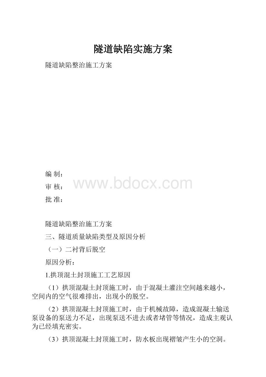 隧道缺陷实施方案.docx