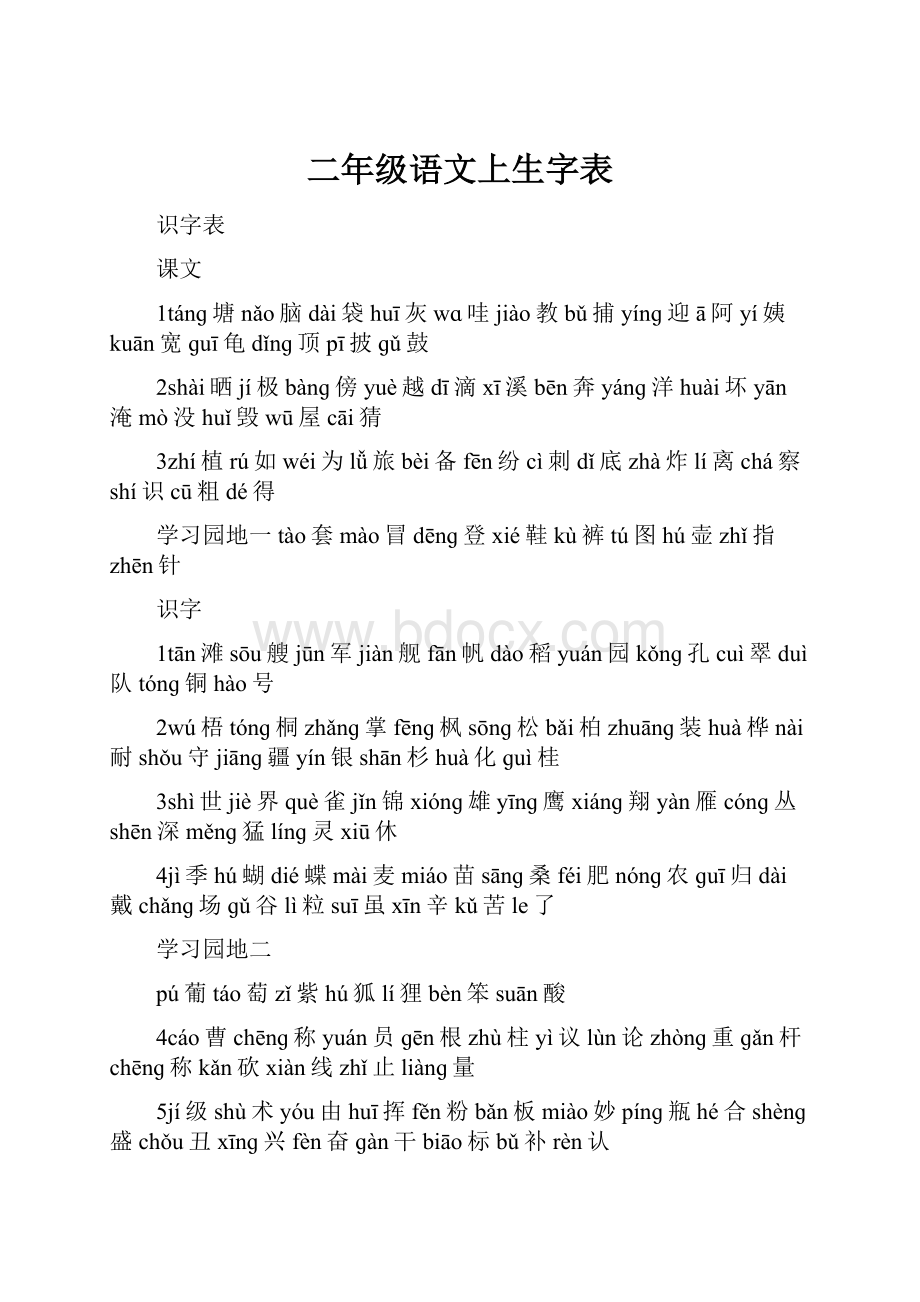 二年级语文上生字表.docx