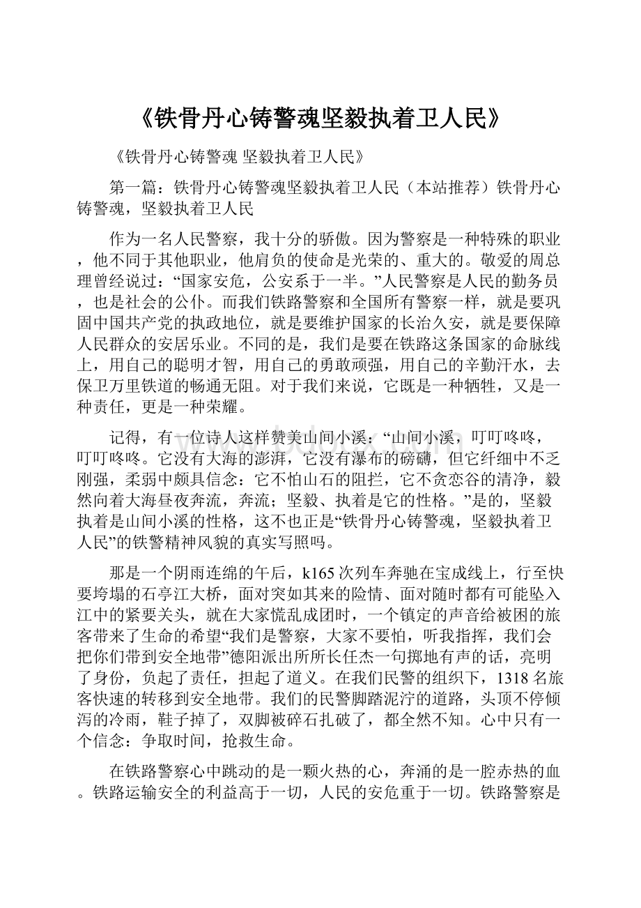 《铁骨丹心铸警魂坚毅执着卫人民》.docx