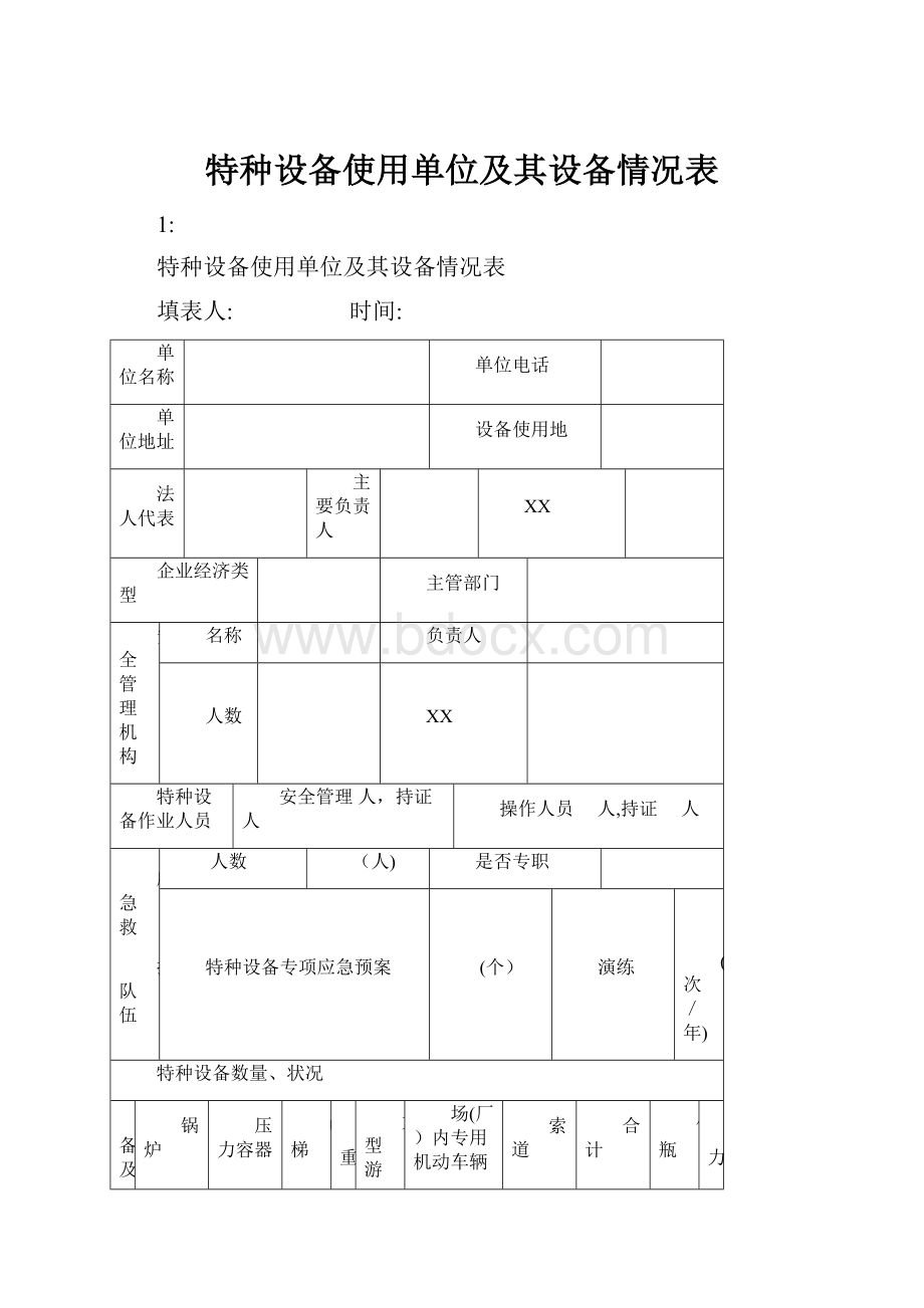 特种设备使用单位及其设备情况表.docx