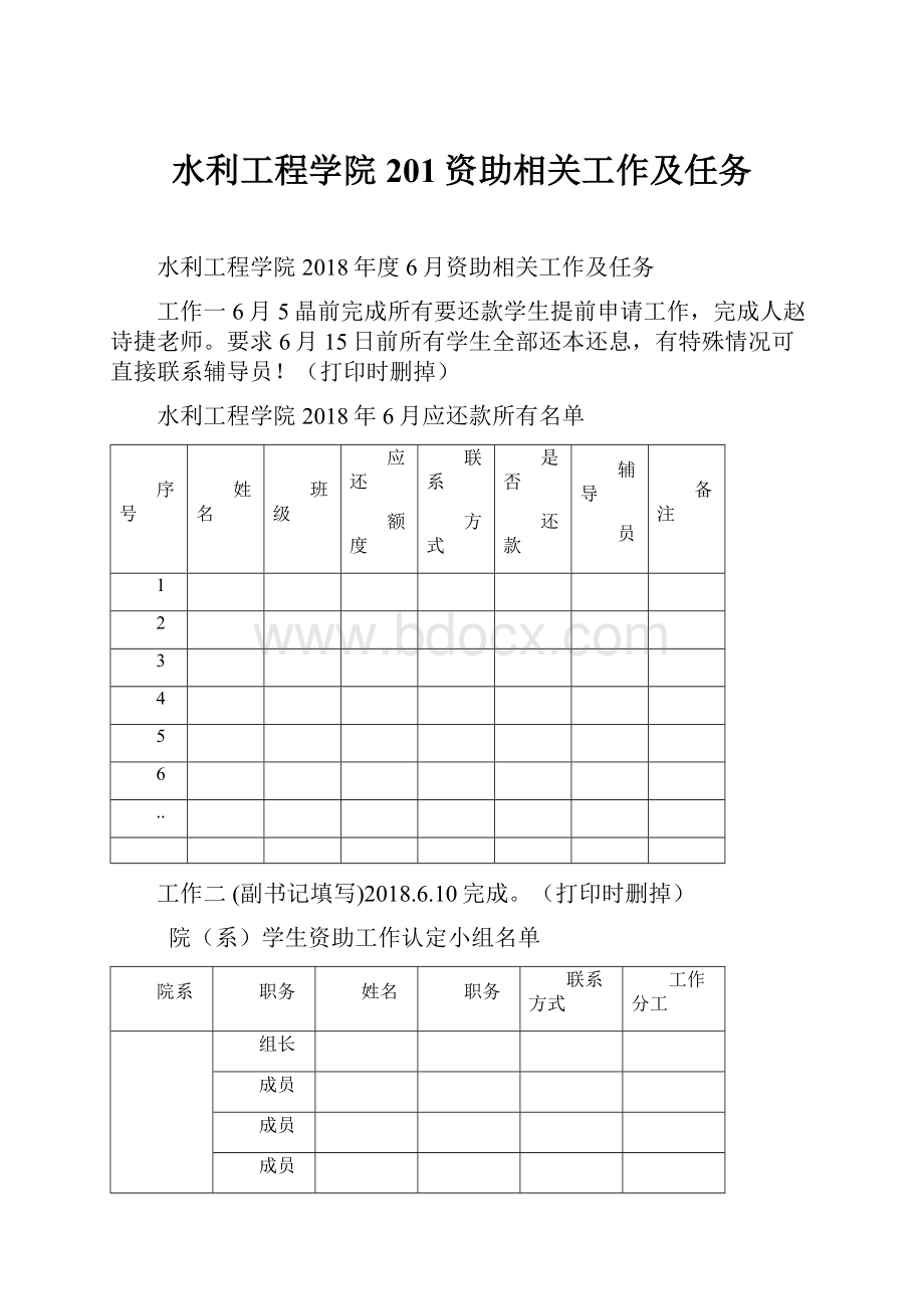 水利工程学院201资助相关工作及任务.docx