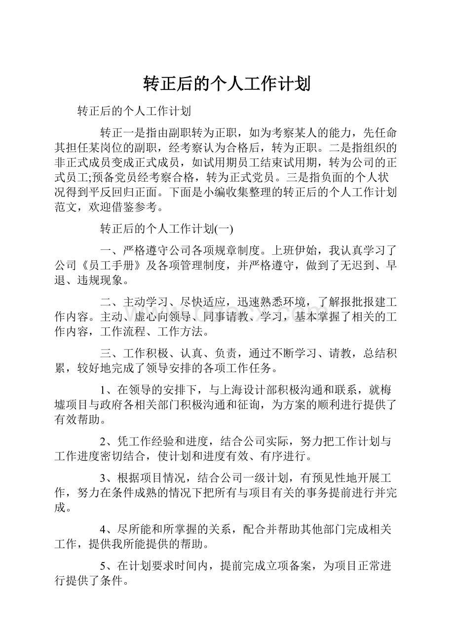 转正后的个人工作计划.docx