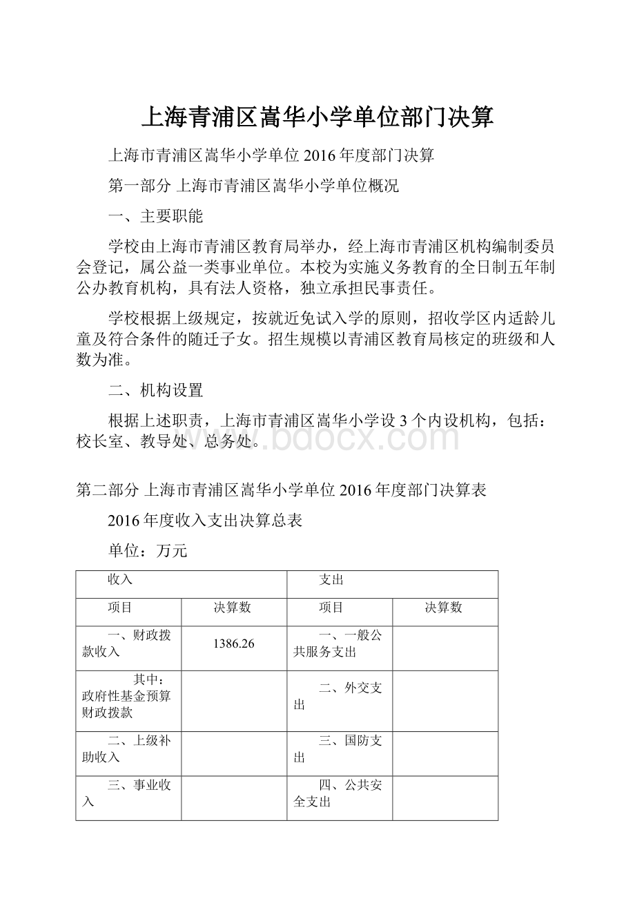 上海青浦区嵩华小学单位部门决算.docx