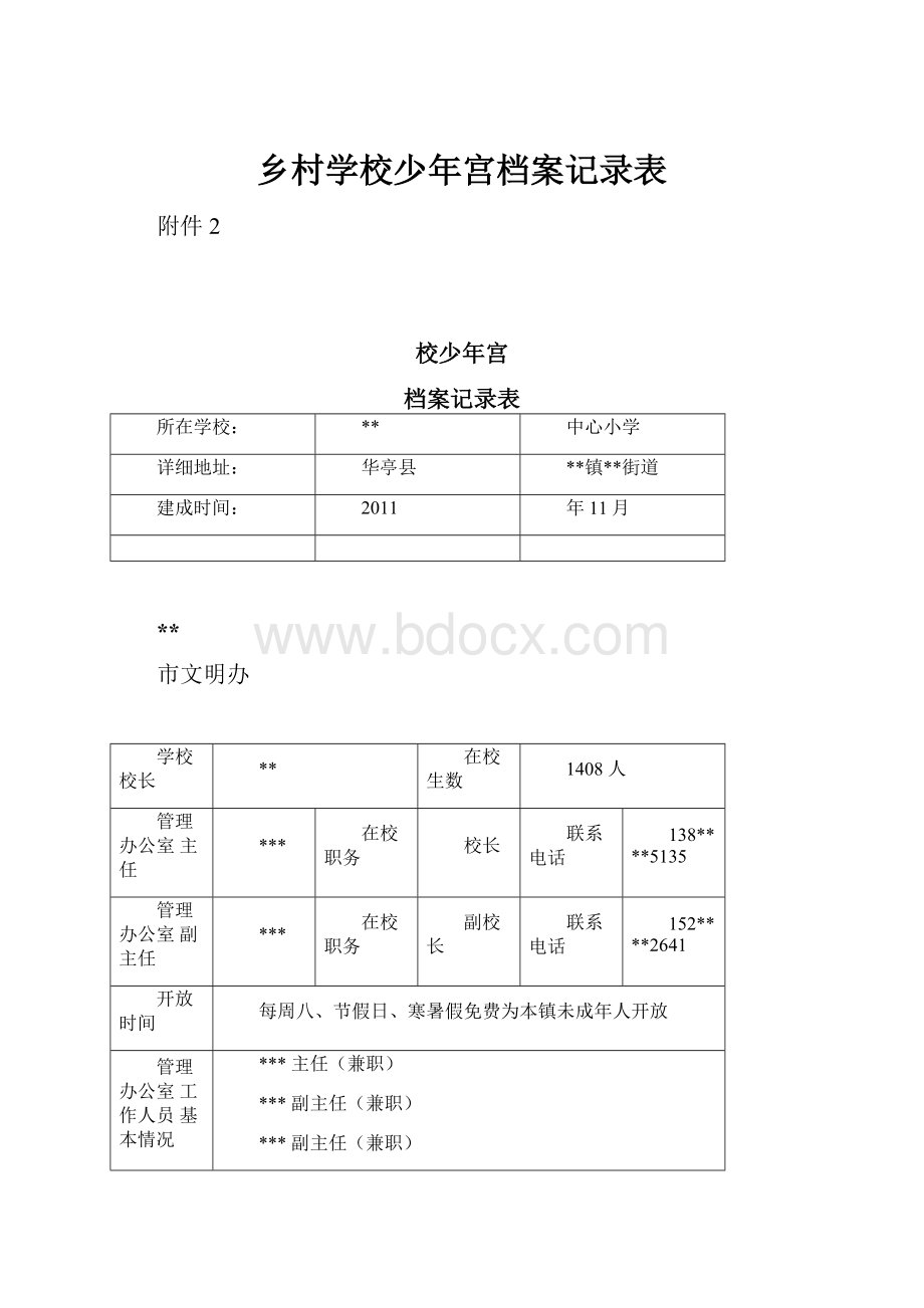 乡村学校少年宫档案记录表.docx