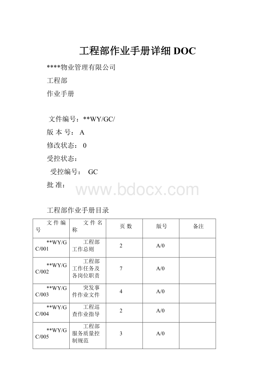 工程部作业手册详细DOC.docx