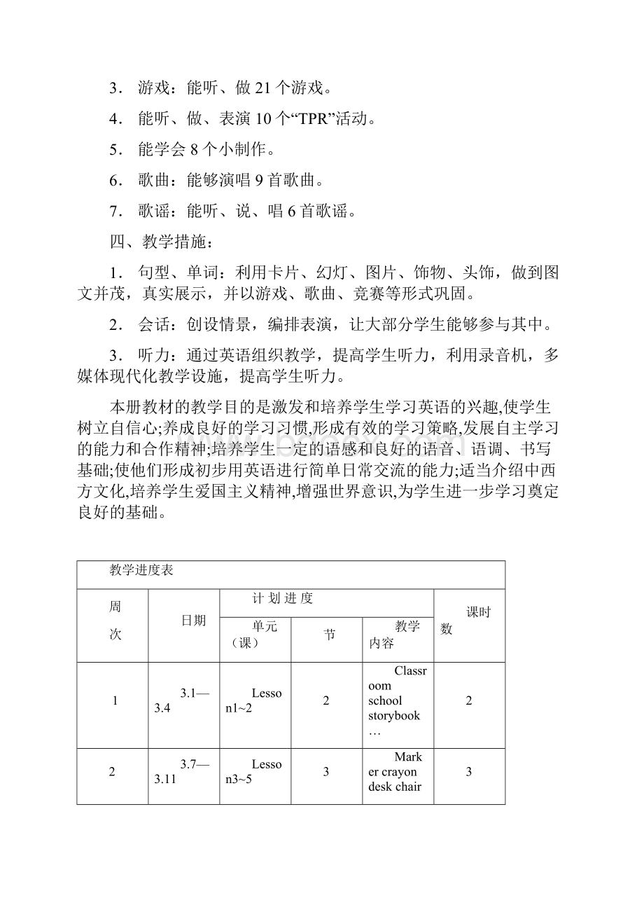 小学三年级英语下册 全册教案 人教新目标版.docx_第2页