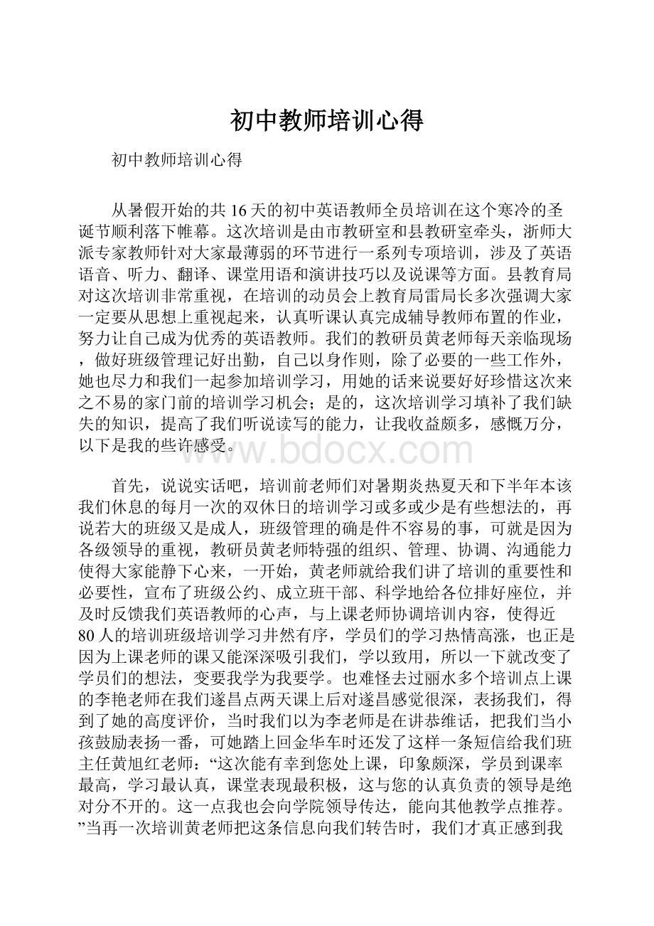 初中教师培训心得.docx