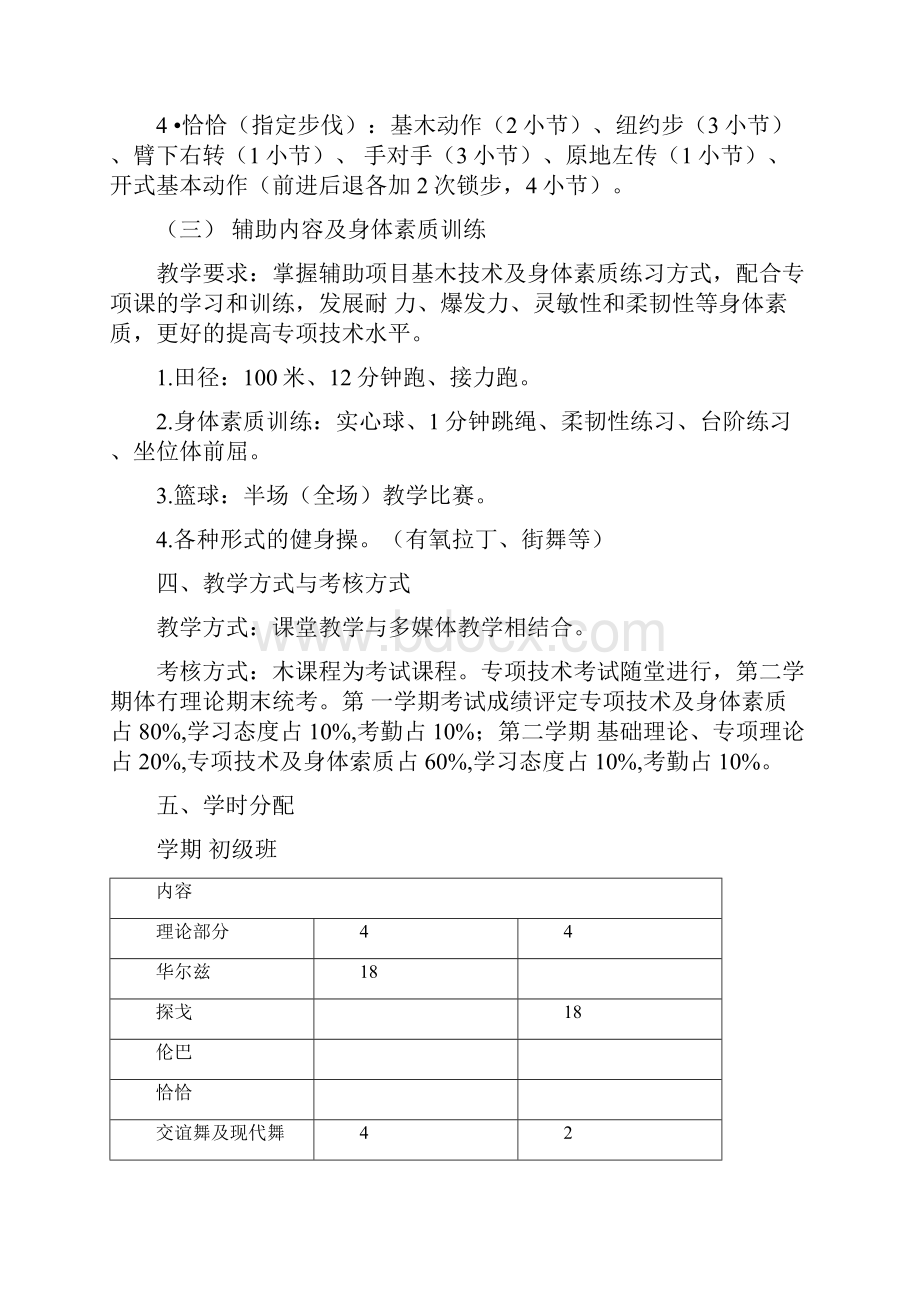 体育舞蹈专项课教学大纲doc.docx_第3页