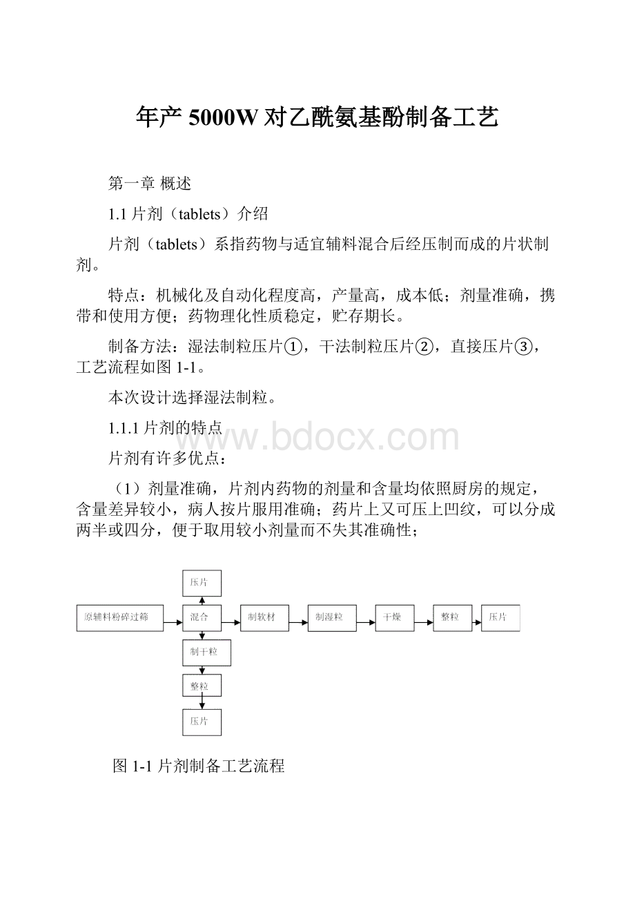 年产5000W对乙酰氨基酚制备工艺.docx