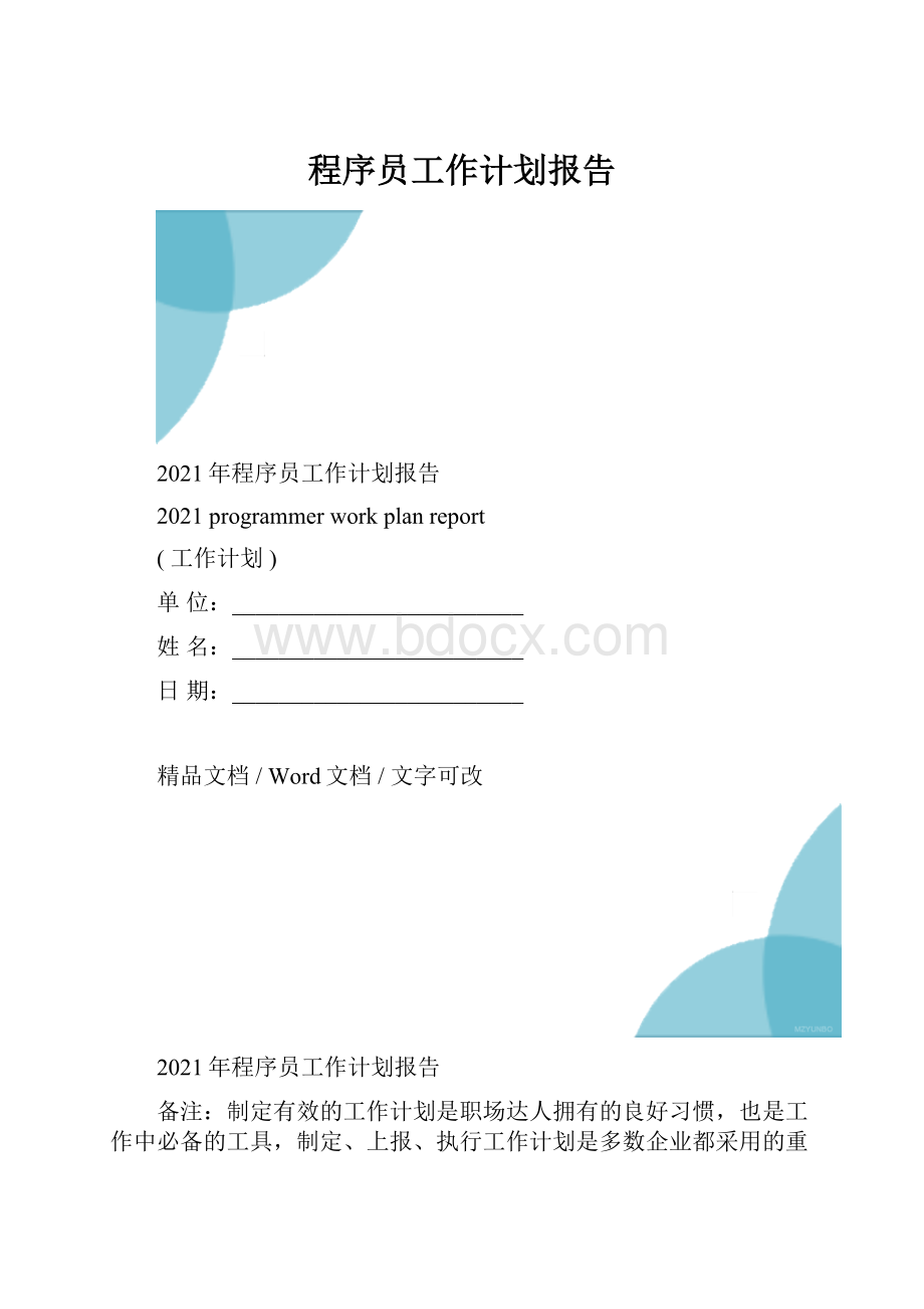 程序员工作计划报告.docx_第1页