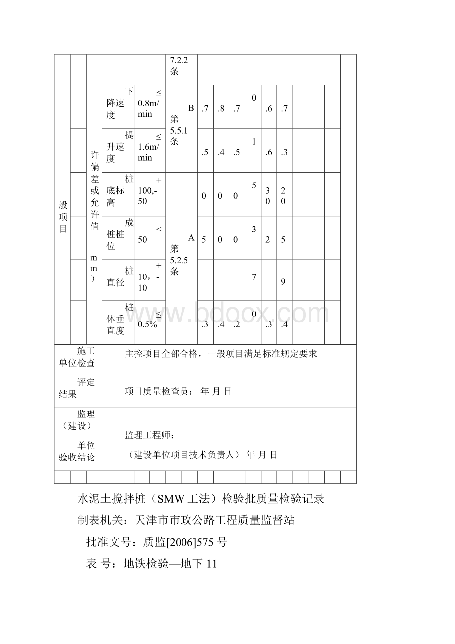 水泥土搅拌桩检验批质量检验记录.docx_第3页