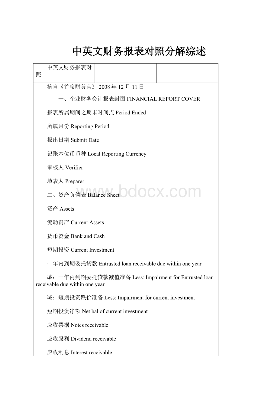 中英文财务报表对照分解综述.docx_第1页