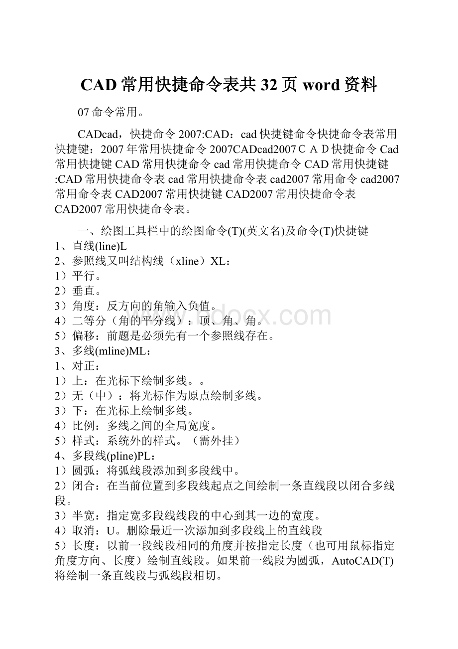 CAD常用快捷命令表共32页word资料.docx