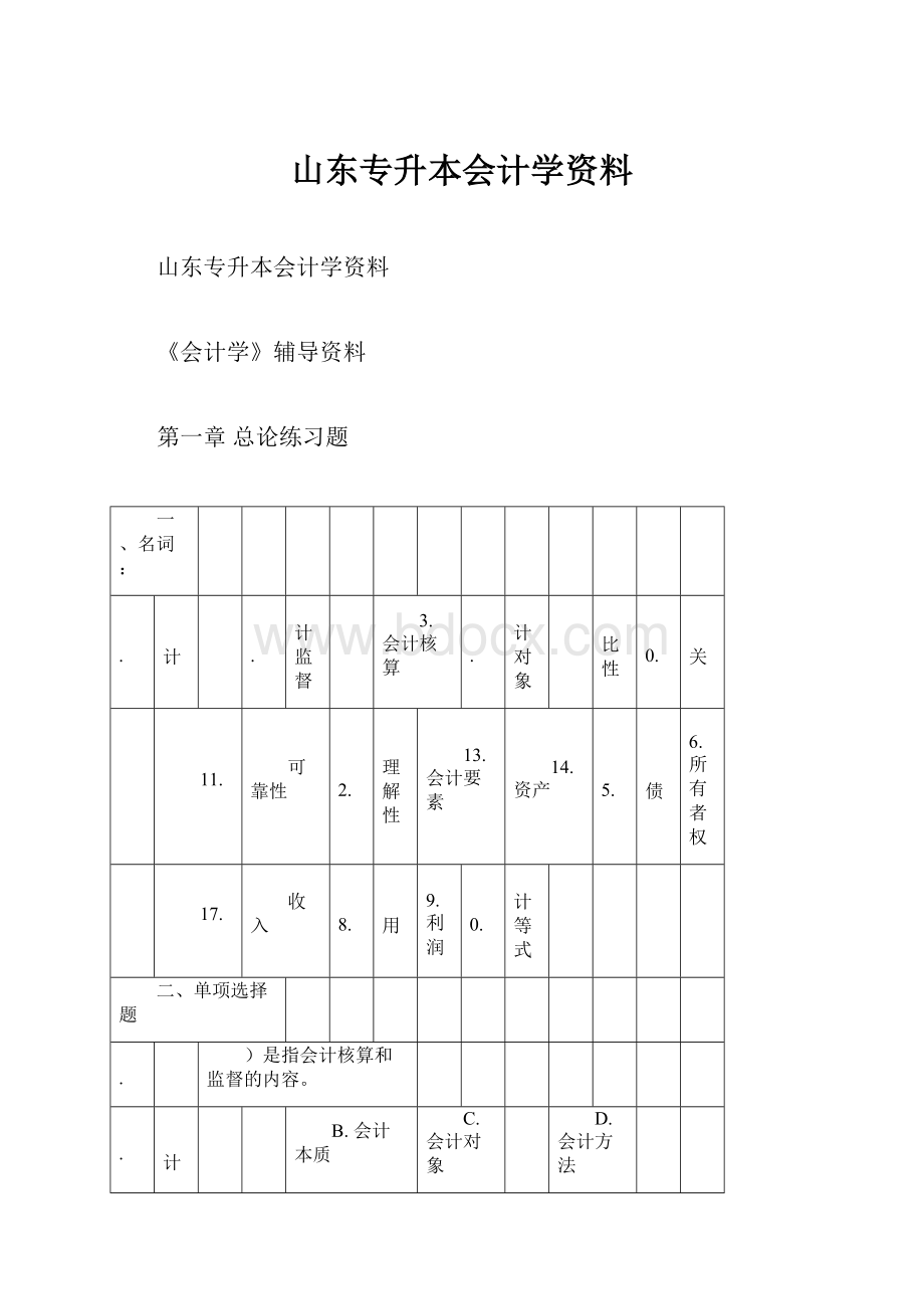 山东专升本会计学资料.docx