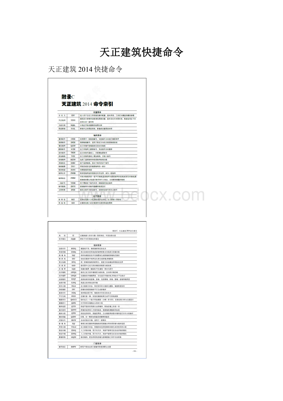 天正建筑快捷命令.docx_第1页