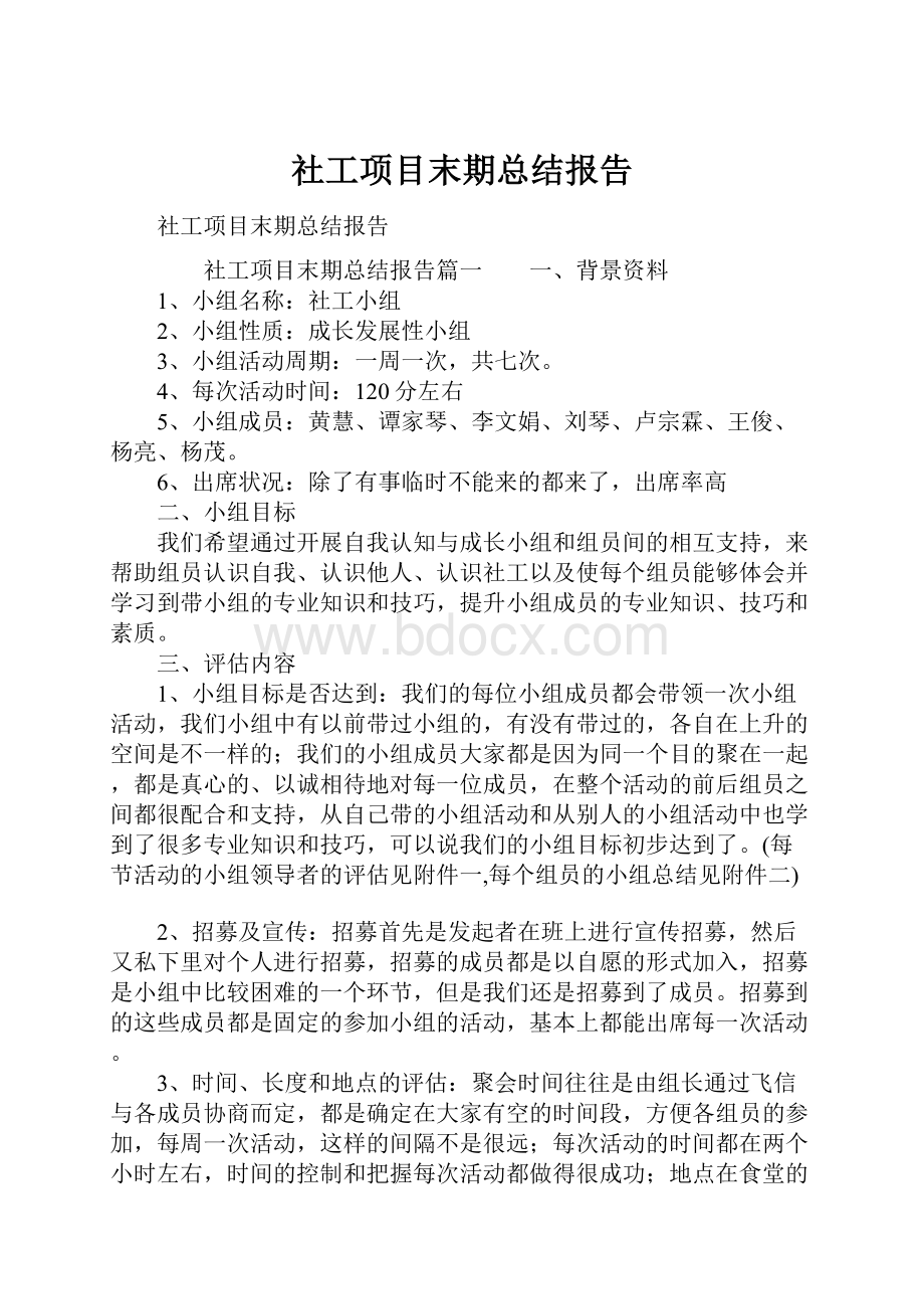 社工项目末期总结报告.docx