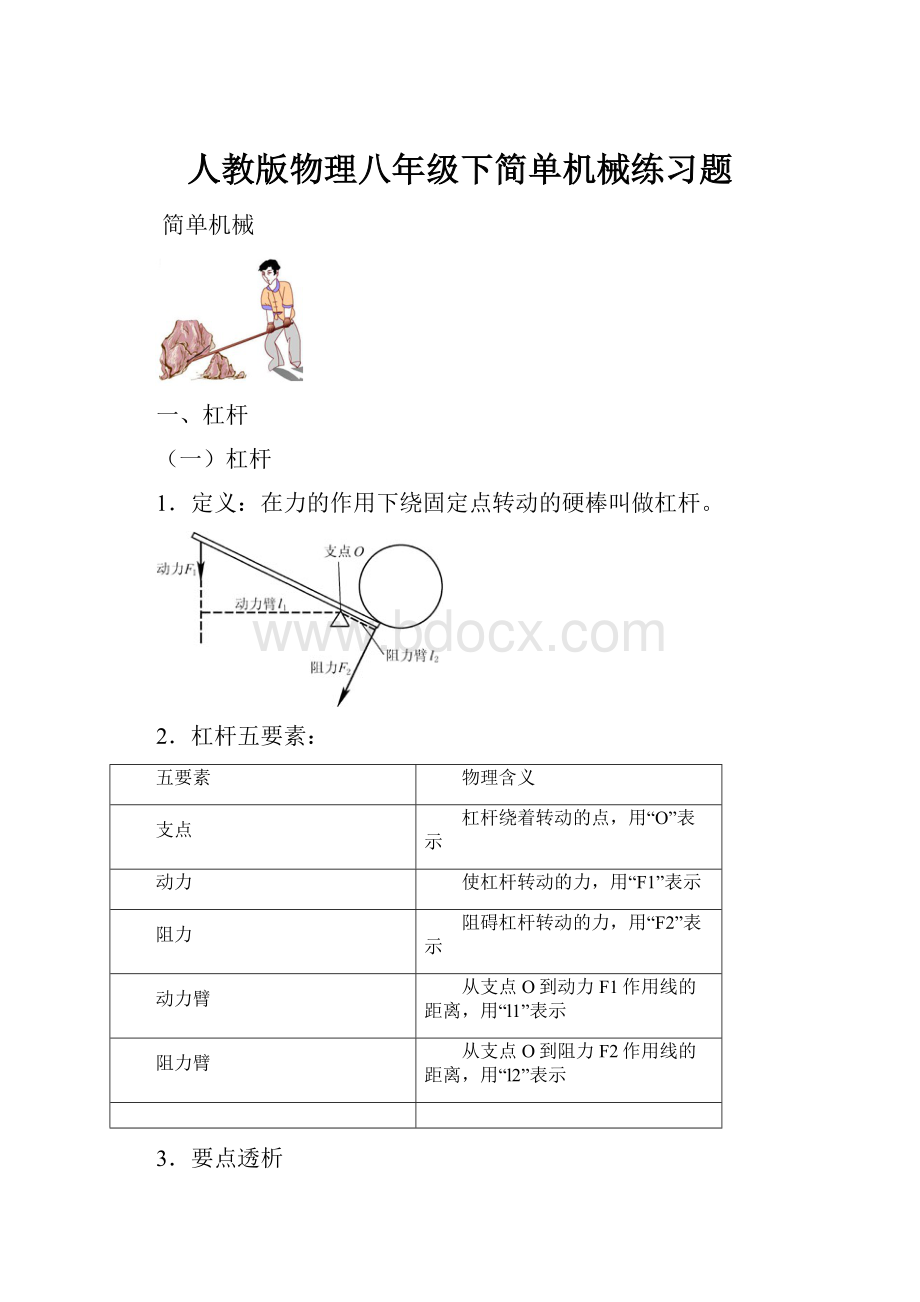 人教版物理八年级下简单机械练习题.docx