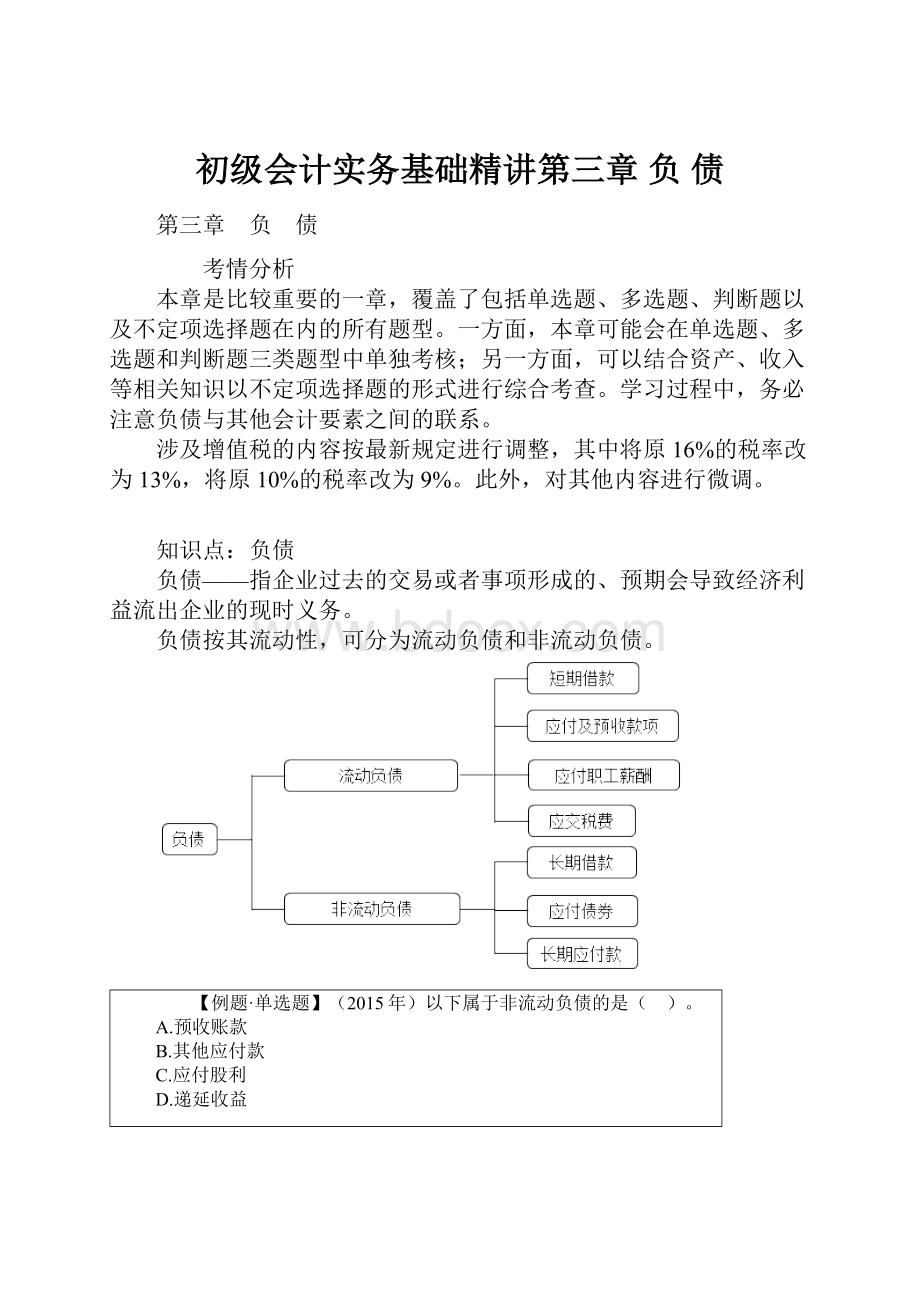 初级会计实务基础精讲第三章 负 债.docx