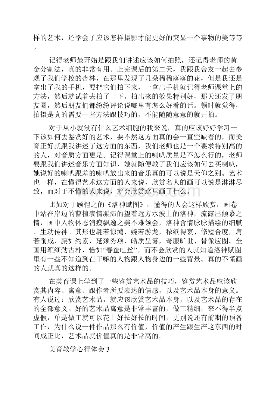 美育教学心得体会精选范文5篇700字.docx_第3页