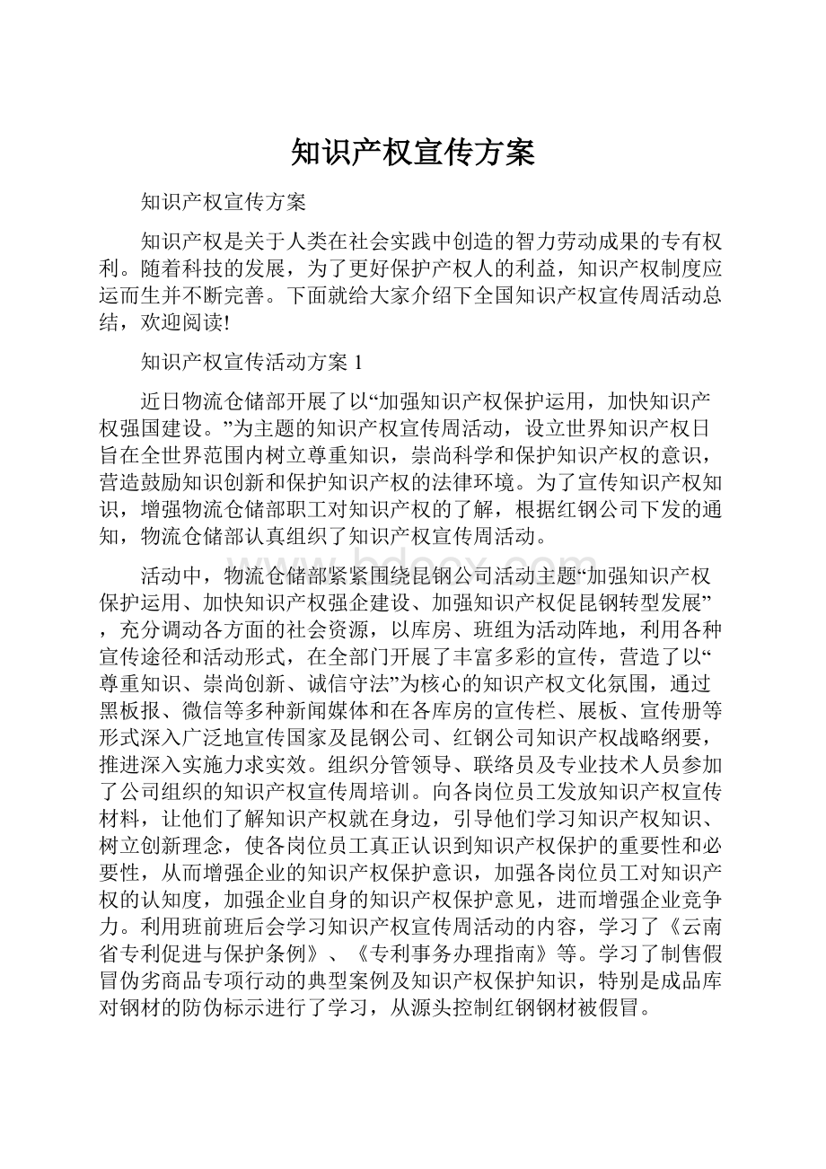 知识产权宣传方案.docx