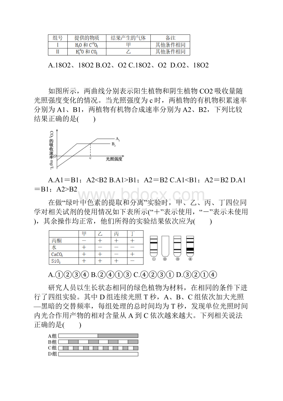 高考一轮版高考生物一轮复习刷题练10 光合作用含答案解析.docx_第3页