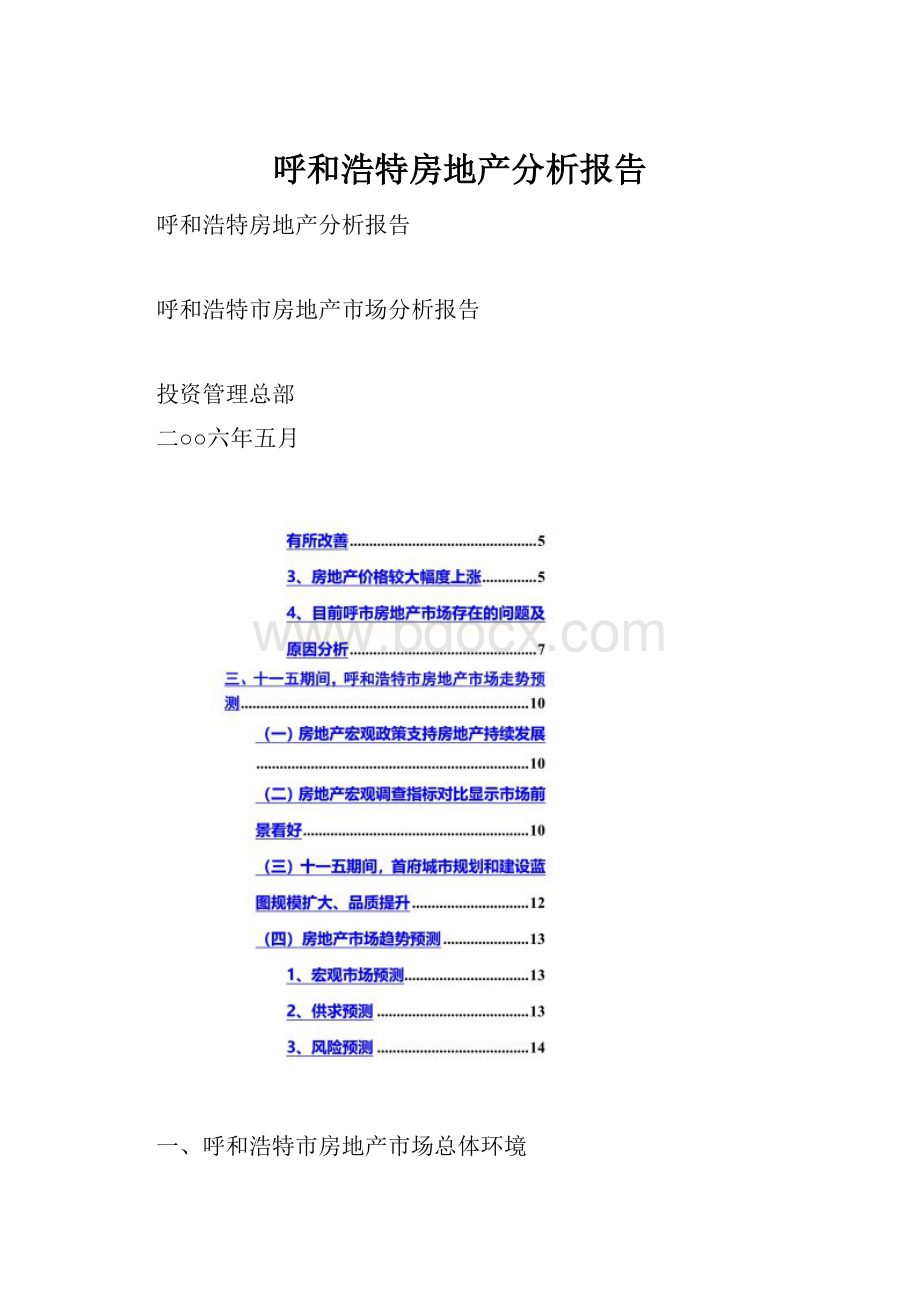 呼和浩特房地产分析报告.docx