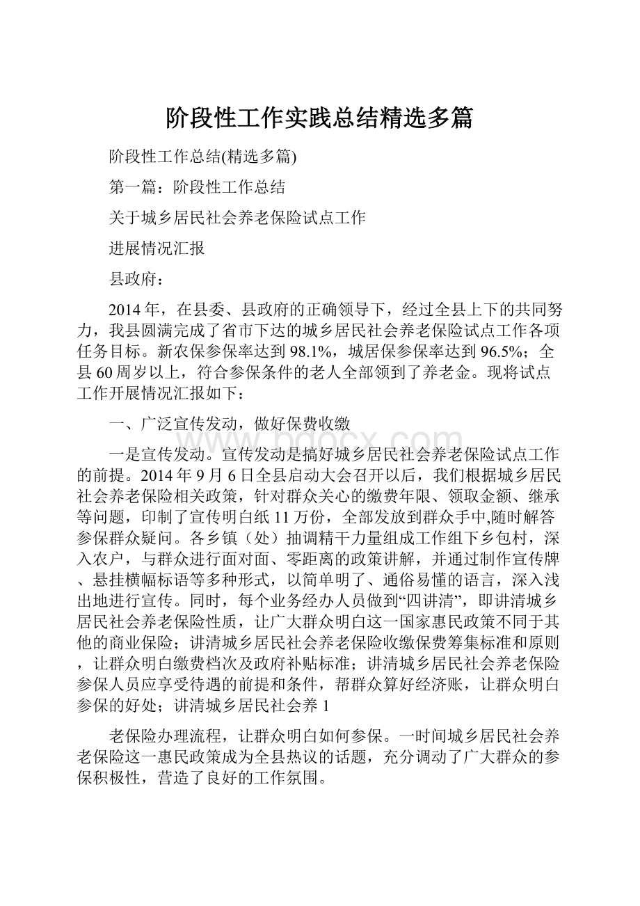 阶段性工作实践总结精选多篇.docx