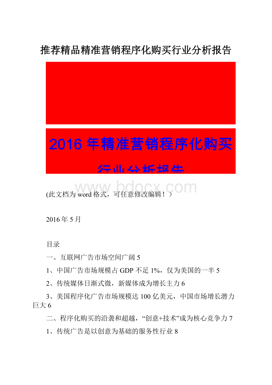 推荐精品精准营销程序化购买行业分析报告.docx_第1页