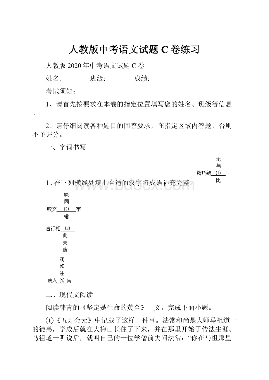 人教版中考语文试题C卷练习.docx