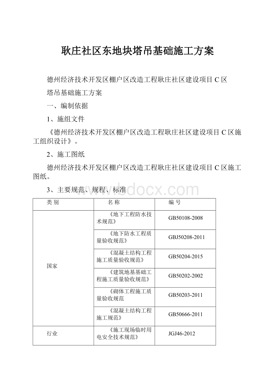 耿庄社区东地块塔吊基础施工方案.docx