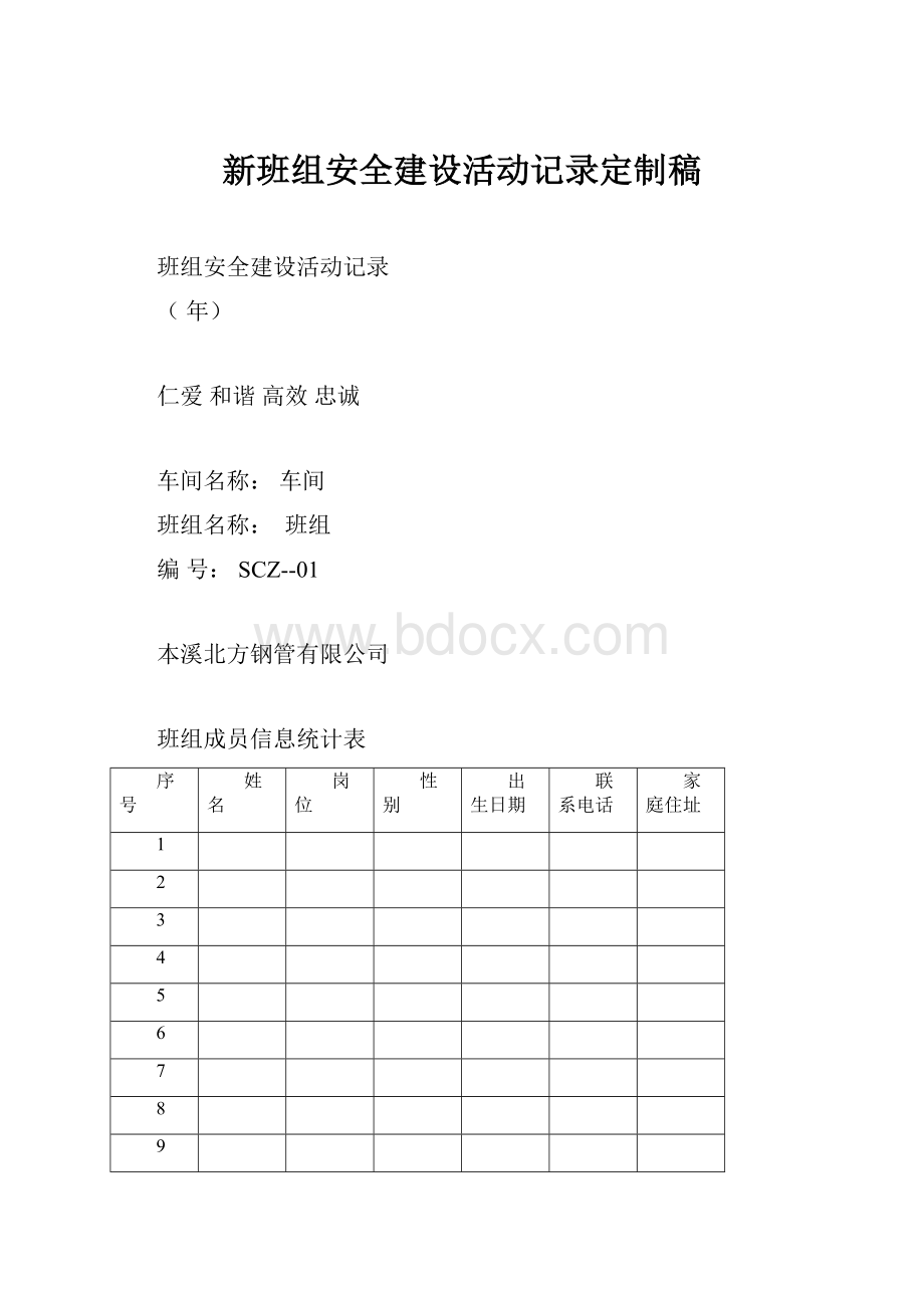 新班组安全建设活动记录定制稿.docx_第1页